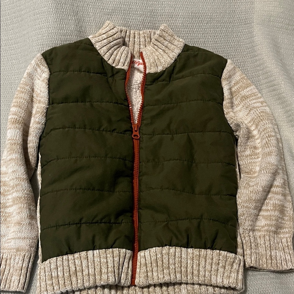 Cat & Jack Olive and Beige Knit Jacket
